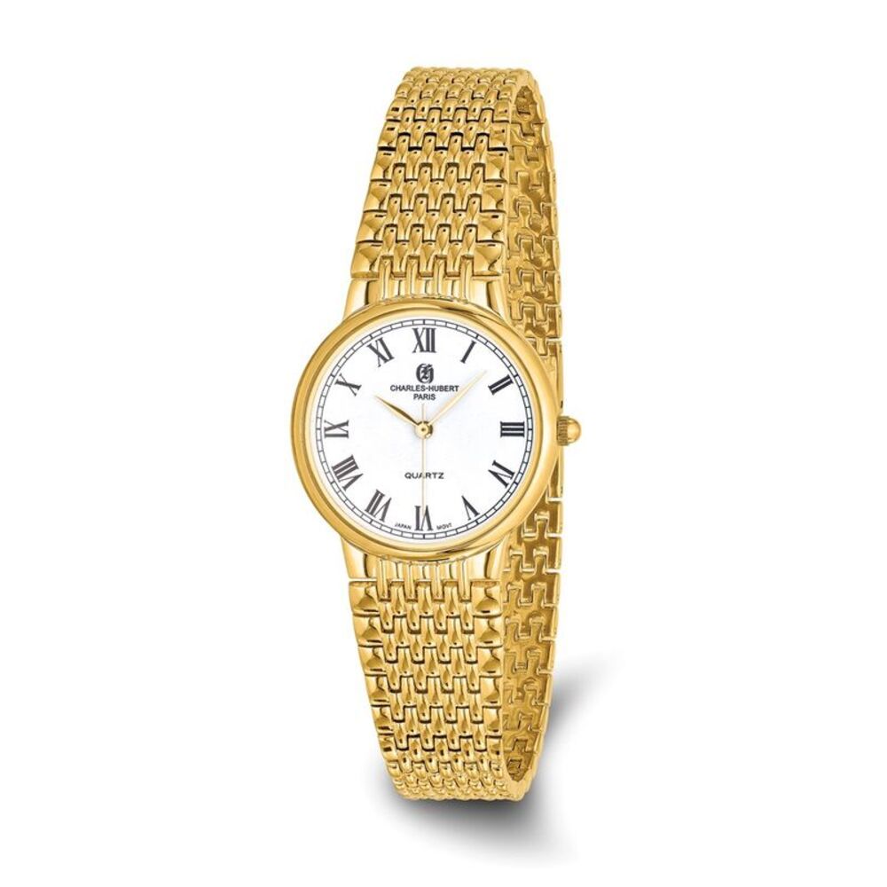 Charles Hubert Mens Polished Gold-Plated Watch